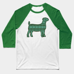 Show Boer Goat with Green Southwest Aztec Pattern Baseball T-Shirt